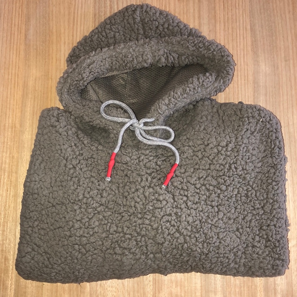 Olive green cropped sherpa sweatshirt